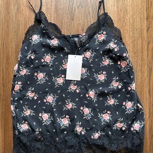 H&M Floral Lace Trim Cami Top